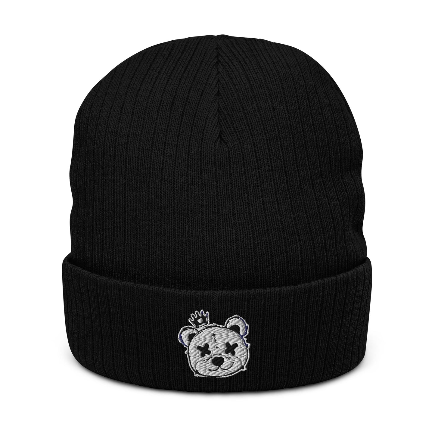 Embroidered Ribbed Knit Beanie