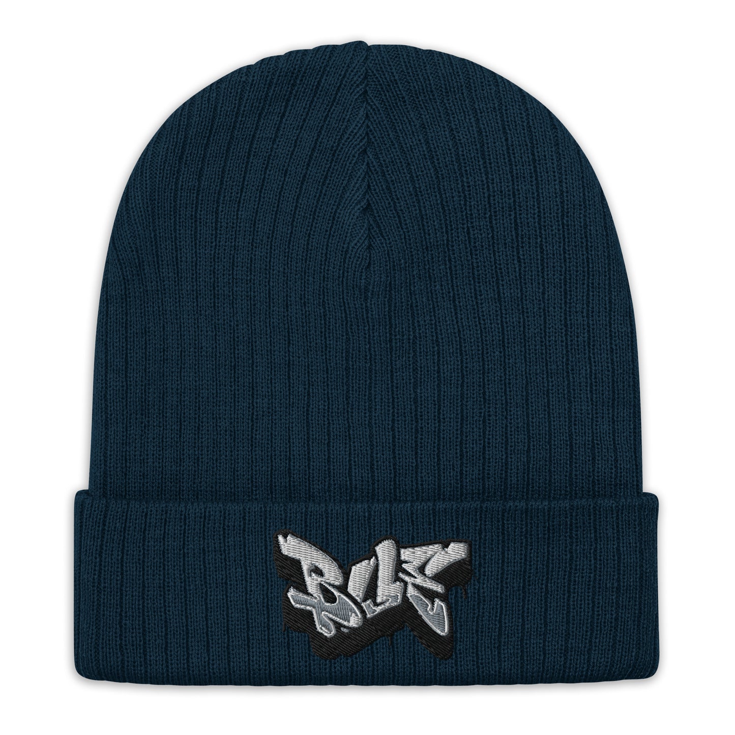 Embroidered Ribbed Knit Beanie