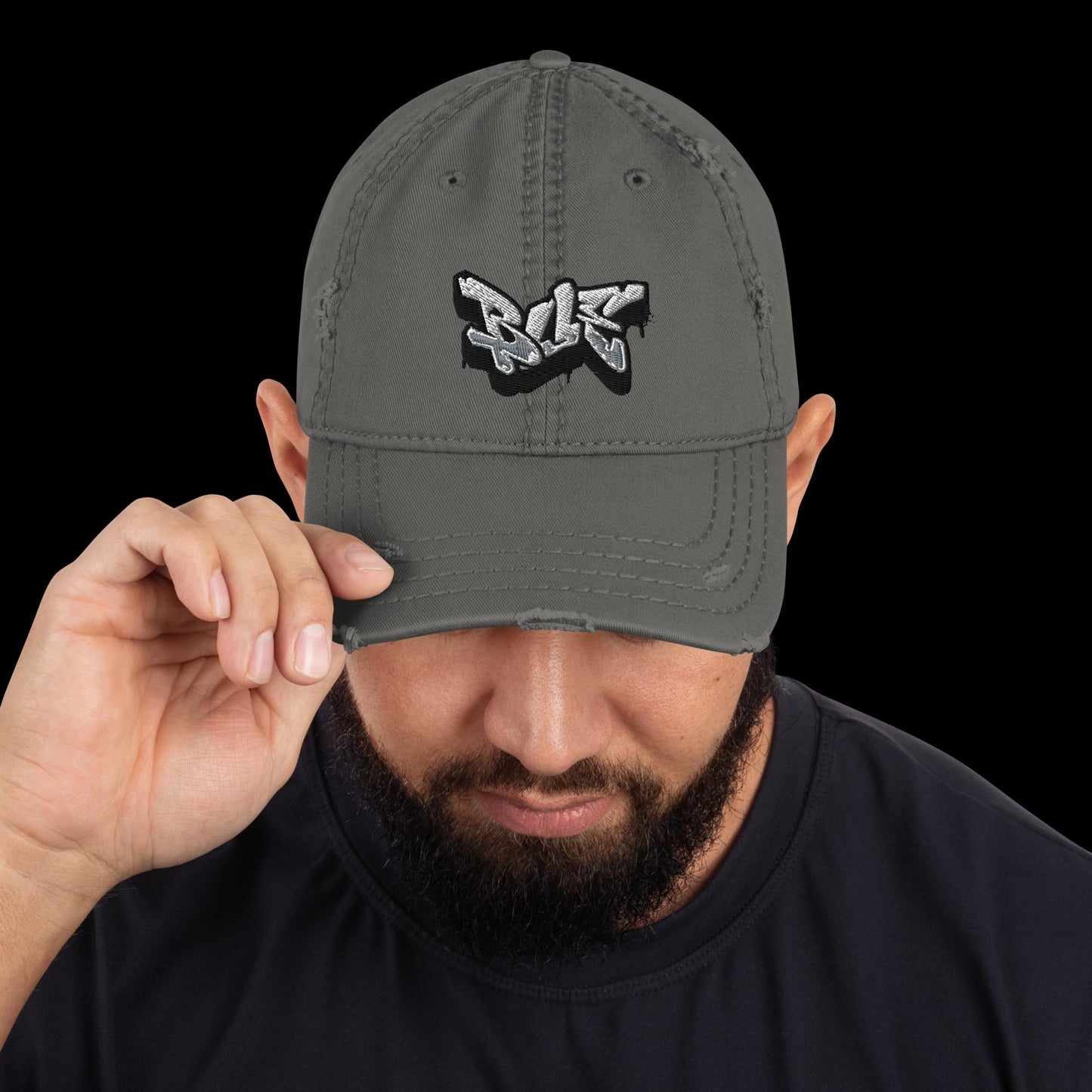 Distressed Baseball Cap (Embroidered Design)