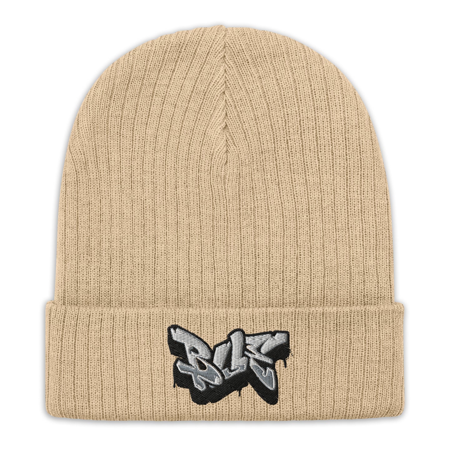 Embroidered Ribbed Knit Beanie