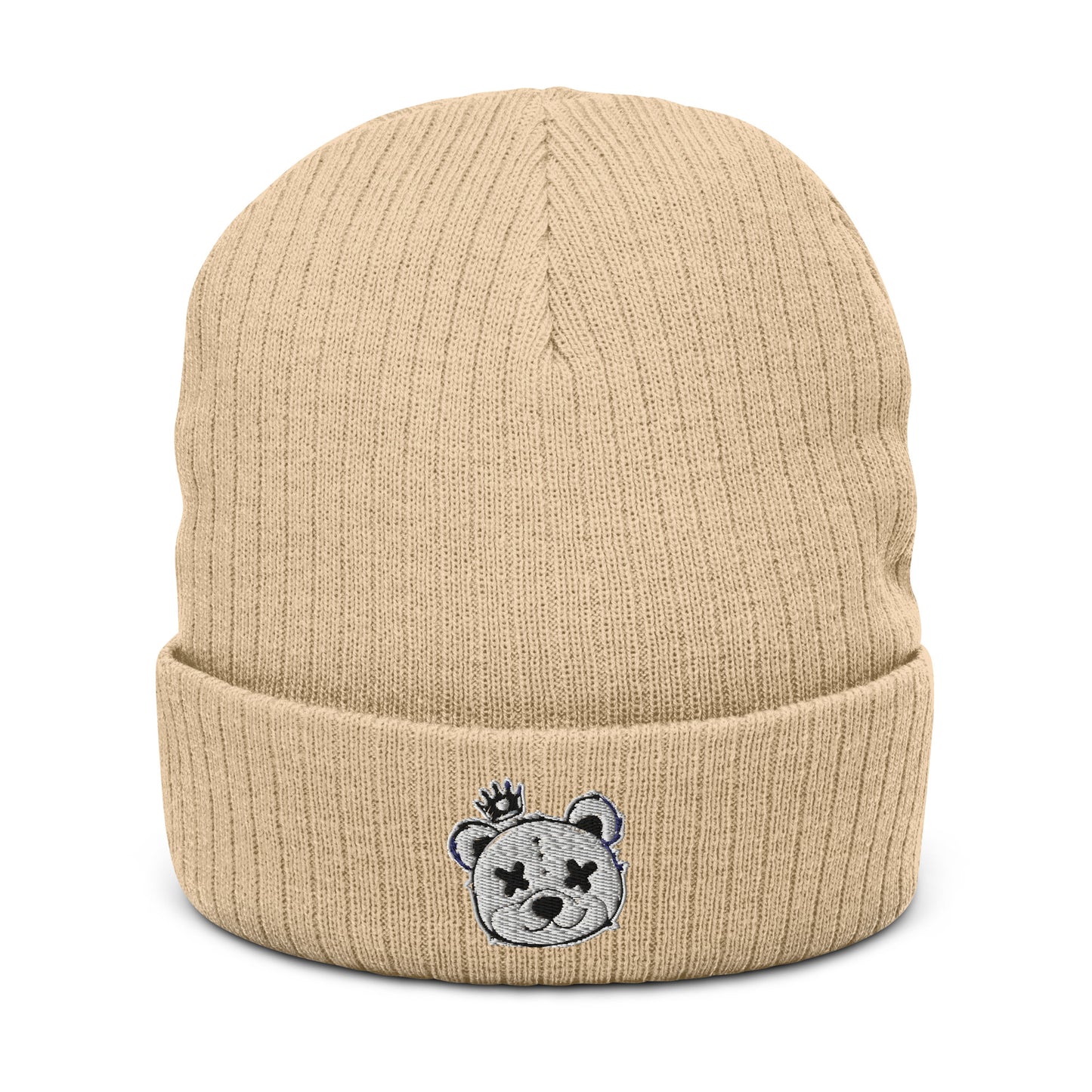 Embroidered Ribbed Knit Beanie