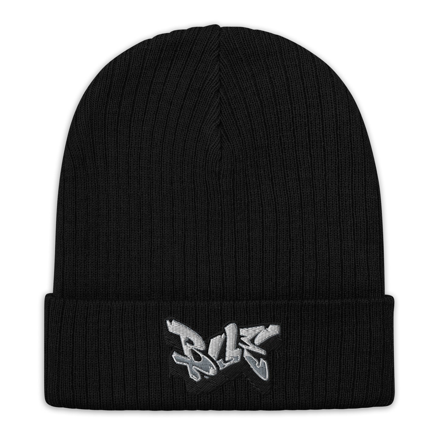 Embroidered Ribbed Knit Beanie
