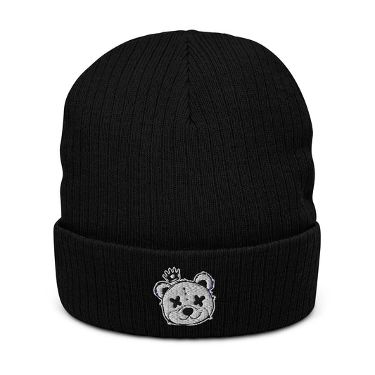Embroidered Ribbed Knit Beanie