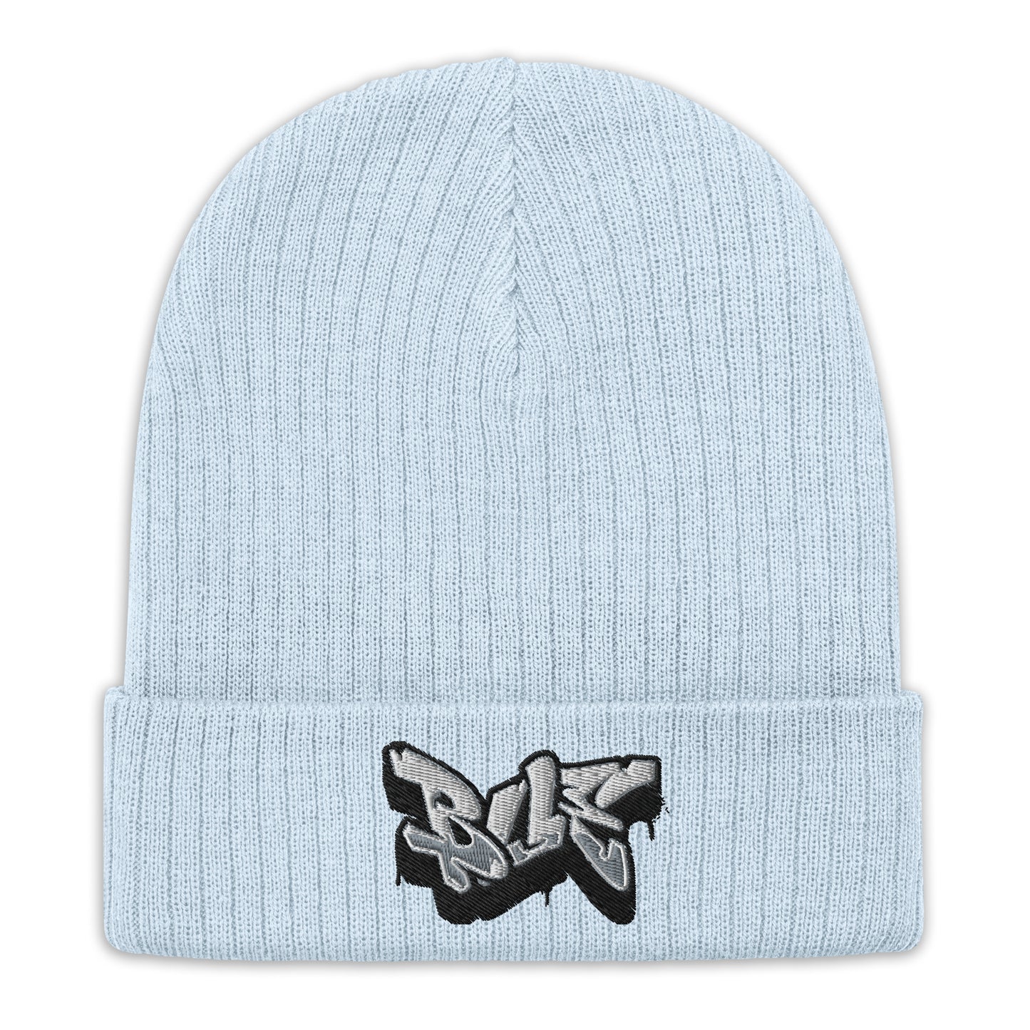 Embroidered Ribbed Knit Beanie