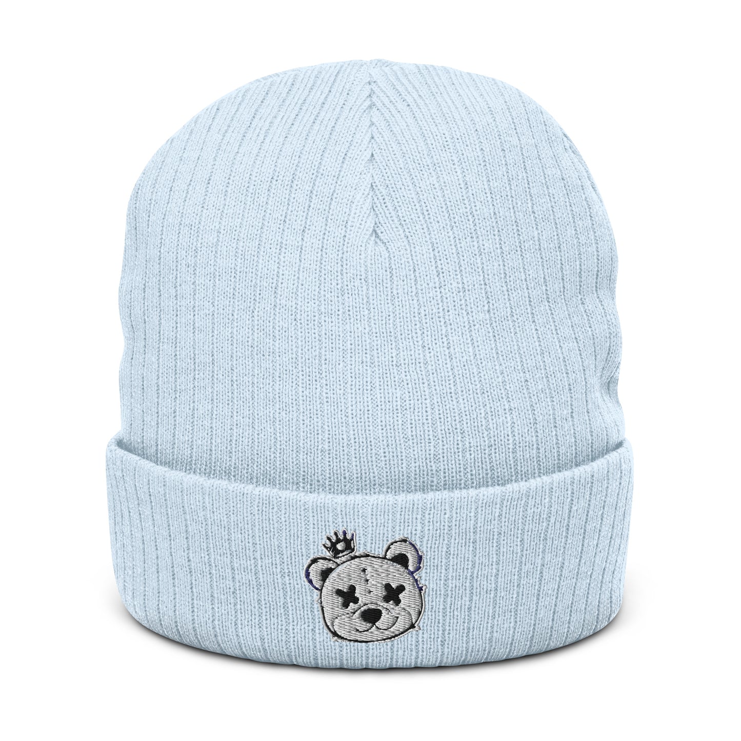 Embroidered Ribbed Knit Beanie