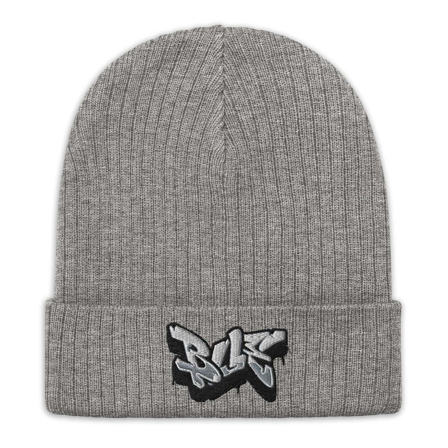 Embroidered Ribbed Knit Beanie