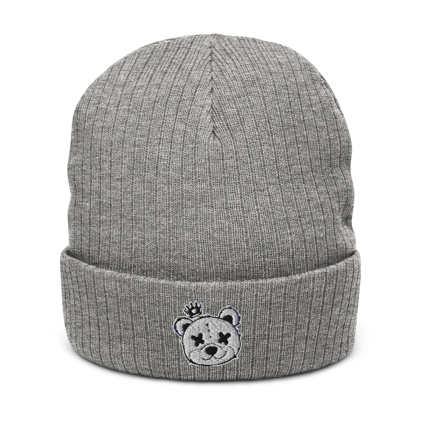 Embroidered Ribbed Knit Beanie