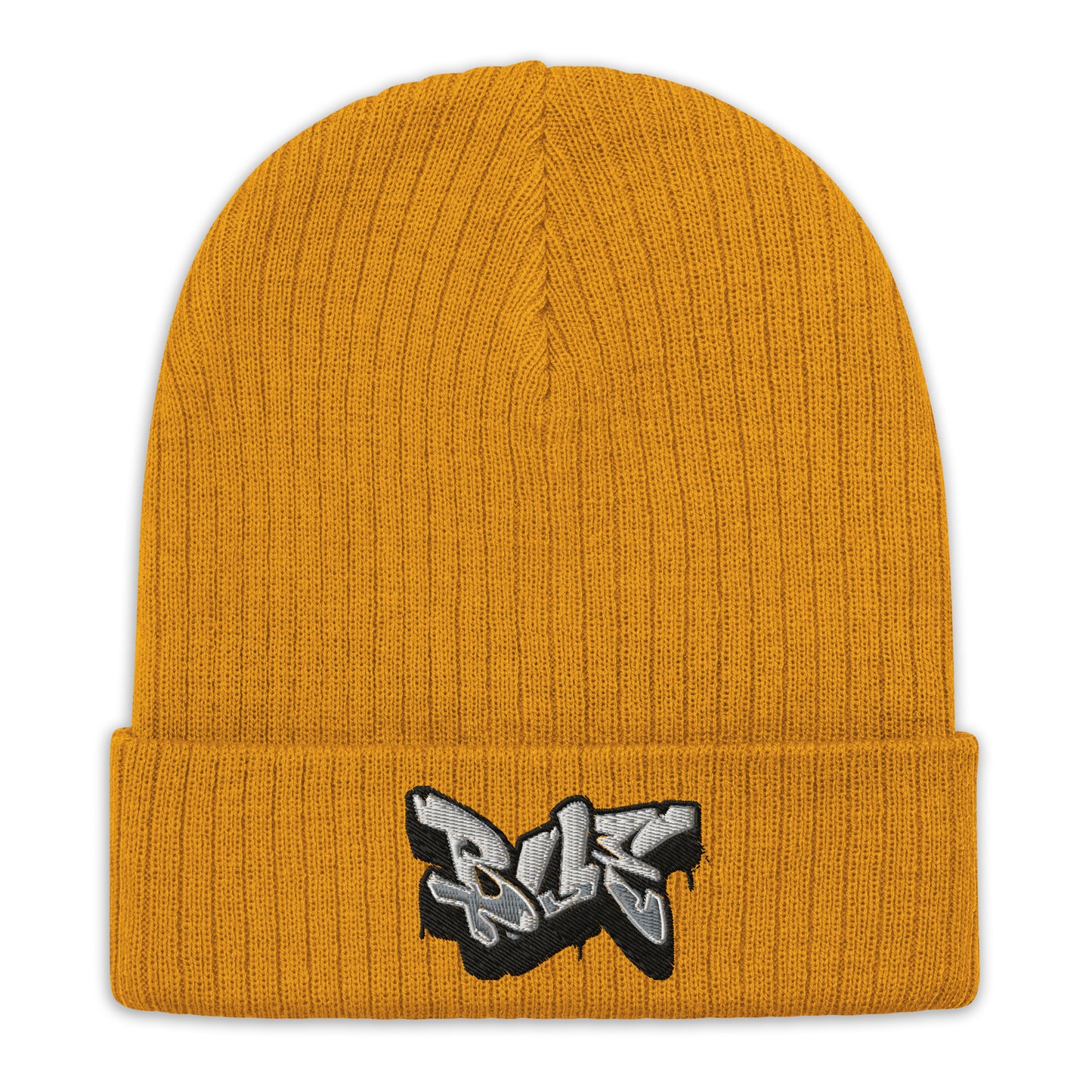 Embroidered Ribbed Knit Beanie