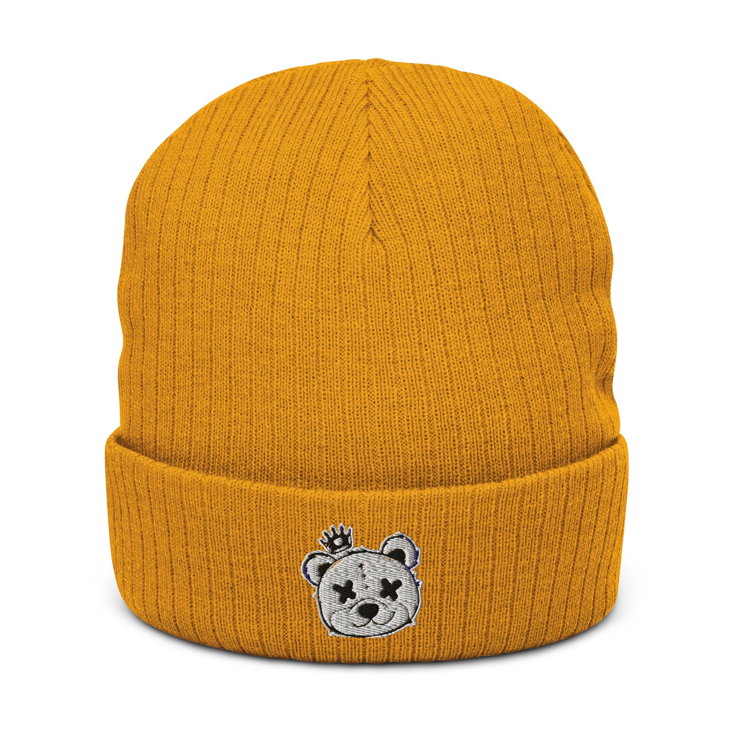 Embroidered Ribbed Knit Beanie