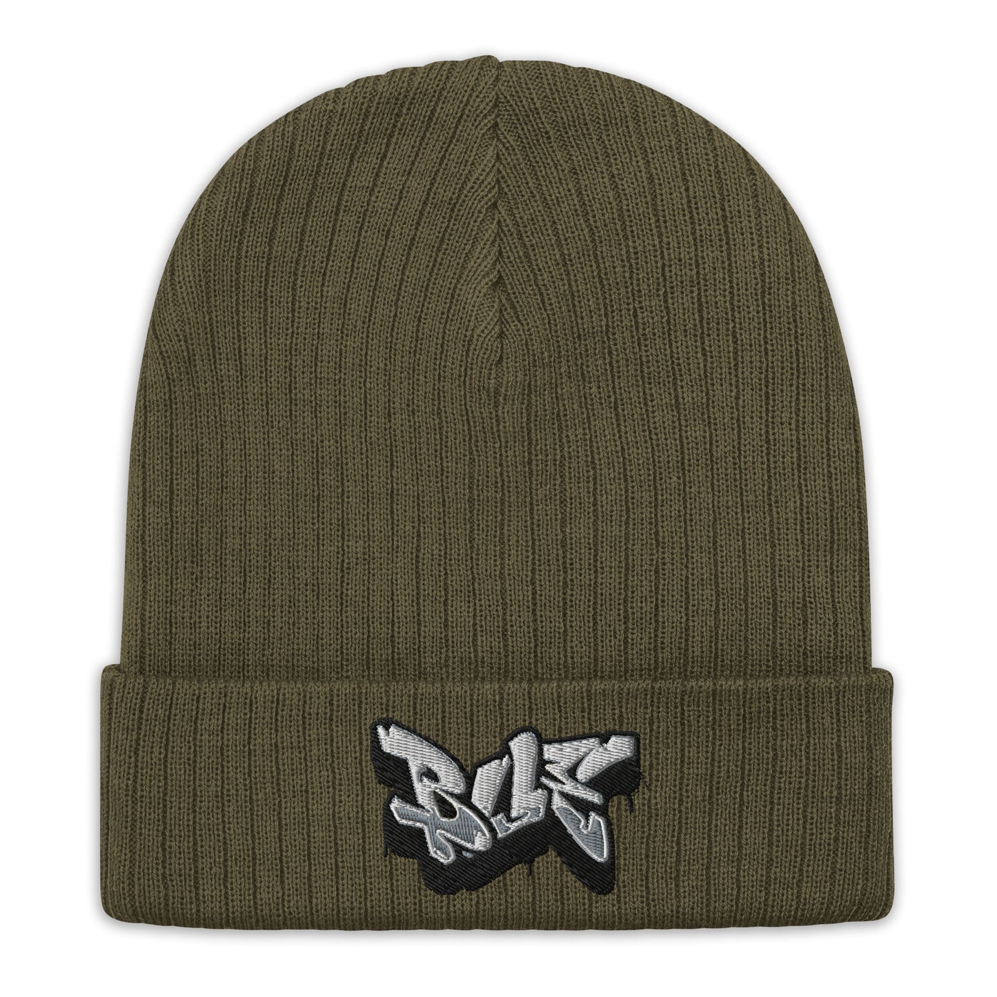 Embroidered Ribbed Knit Beanie