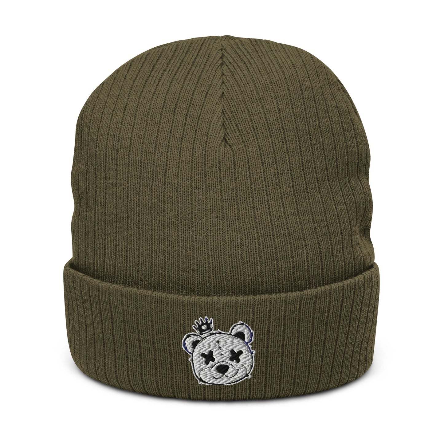 Embroidered Ribbed Knit Beanie