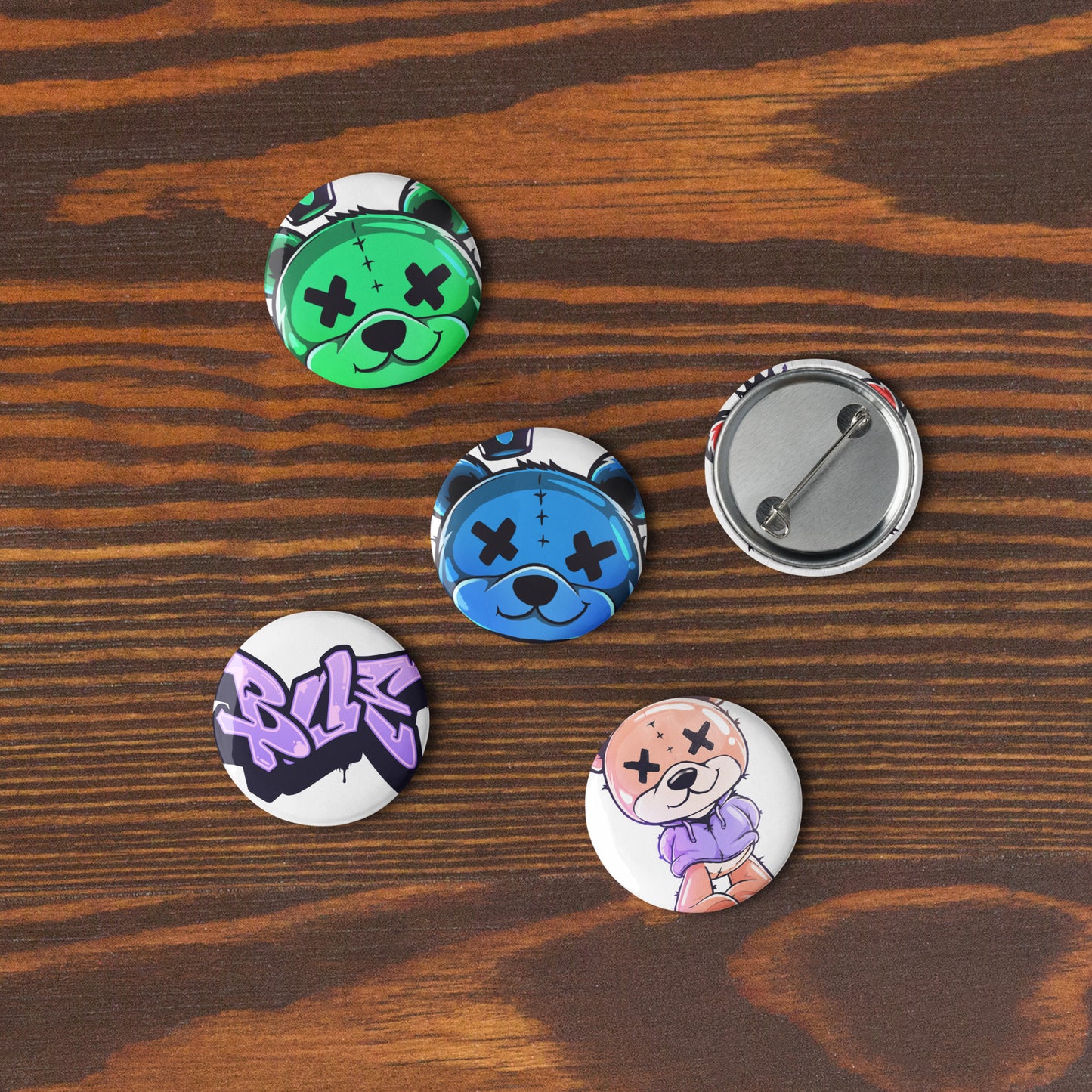 Set of pin buttons