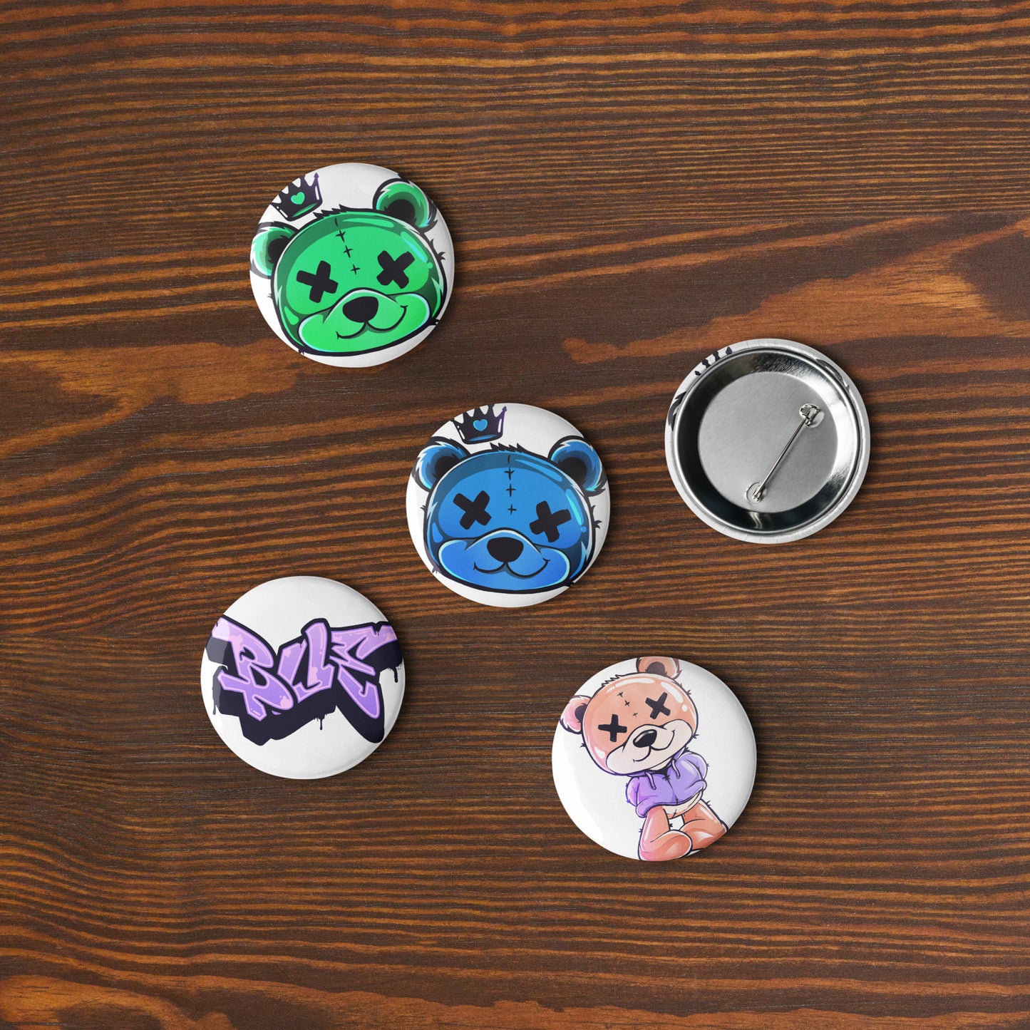 Set of pin buttons